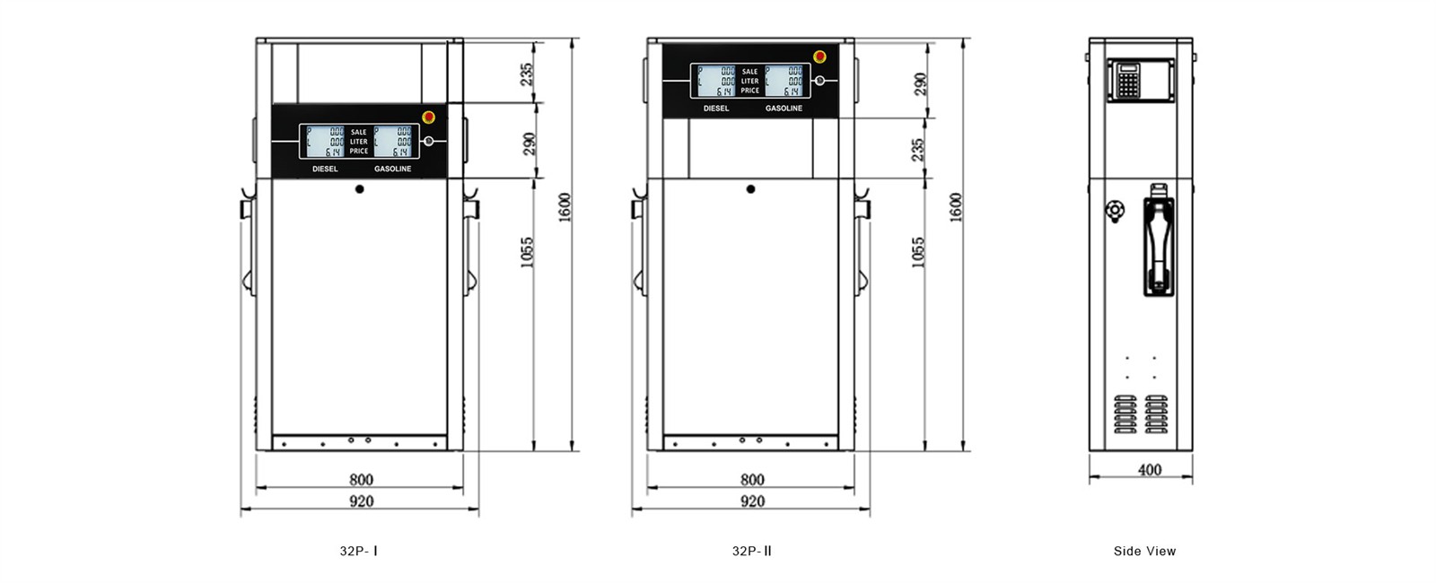 fuel dispenser size fuel dispenser size